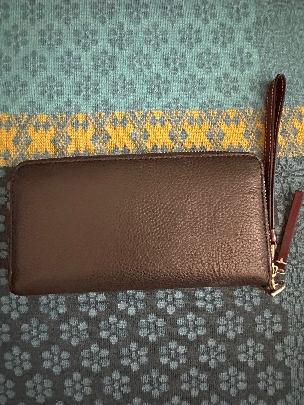 Tory Burch Black Pebbled Zip Continental Leather Wristlet Wallet - Picture 5 of 7